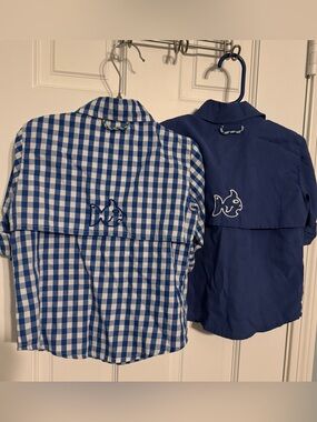 Set of 2 Prodoh Kids Gingham Fishing Shirts - Blue plaid ventilation